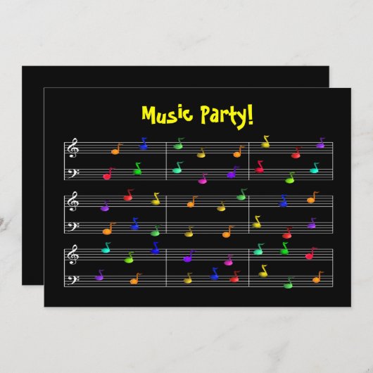 Birthday Party Music  Uitnodiging (Voorkant / Achterkant)