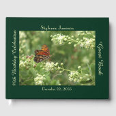 Birthday Party, Name, Oranje Butterfly, Green Gastenboek (Voorkant)