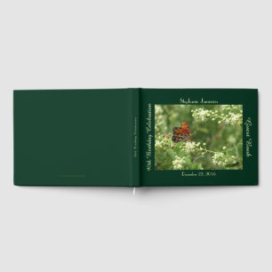 Birthday Party, Name, Oranje Butterfly, Green Gastenboek