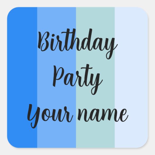 Birthday Party Name Sjabloon Vierkante Sticker (Voorkant)