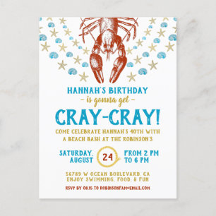 Birthday Party   Nautisch strand Crayfish Adult Uitnodiging Briefkaart