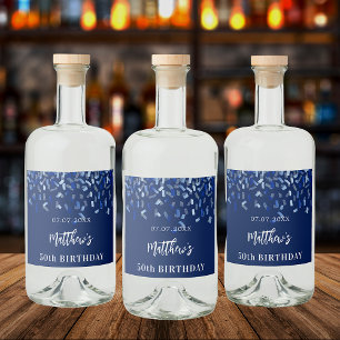 Birthday party navy blue confetti name likeurfles etiket