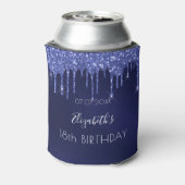 Birthday party navy blue glitter druist witte naam blikjeskoeler (Blikje Achterkant)