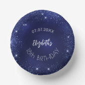 Birthday party navy blue glitter name papieren kommen (Voorkant)