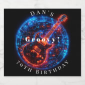 Birthday Party Neon Glow  Rock Guitar   Bier Etiket (Enkel label)
