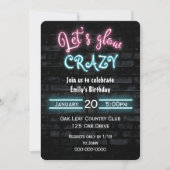 Birthday Party Neon Sign. Brick Wall Kaart (Voorkant)