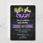 Birthday Party Neon Sign. Brick Wall Kaart (Voorkant)