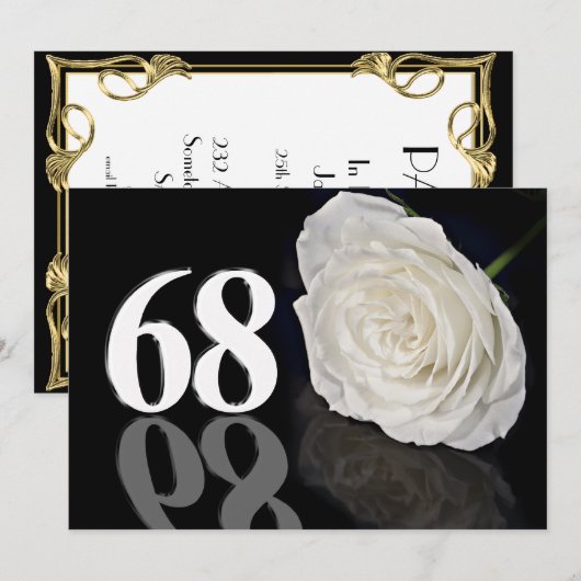 Birthday party nodigde 68-jarige uit kaart (Voorkant / Achterkant)