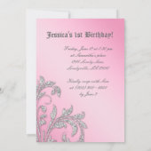 Birthday Party nodigt Baby glitter uit roze Kaart (Achterkant)