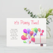 Birthday Party nodigt ballonpost uit Kaart (Staand voorkant)