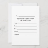 Birthday Party nodigt een Rock Party uit Kaart (Achterkant)