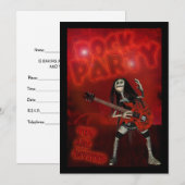 Birthday Party nodigt een Rock Party uit Kaart (Voorkant / Achterkant)