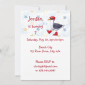 Birthday Party nodigt Fun Cute Seagull Bird uit Kaart (Achterkant)