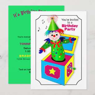 Birthday Party nodigt uit, kinderJack in de doos Kaart