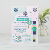 Birthday Party Nutkraker Speelgoed Kerstblauw Mint Kaart (Staand voorkant)