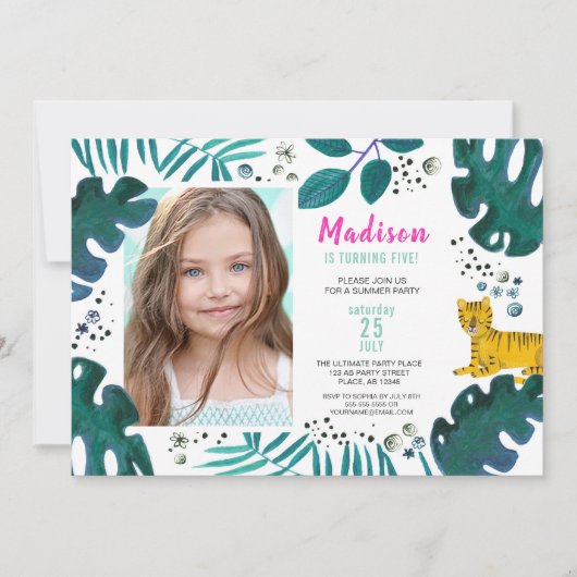 Birthday Party | Oerwoud Tiger | Uitnodigingen (Voorkant)