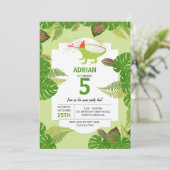 Birthday Party of Iguana Lizard PartAnimals Kaart (Staand voorkant)