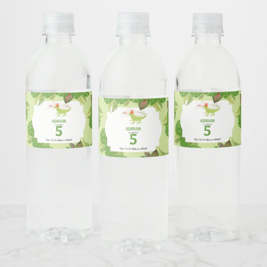Birthday Party of Iguana Lizard PartAnimals Waterfles Etiket (Flessen)