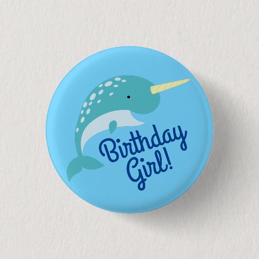 Birthday Party of Narwhals Ocean Kind Ronde Button 3,2 Cm (Voorkant)