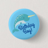Birthday Party of Narwhals Ocean Kind Ronde Button 3,2 Cm (Voorkant)