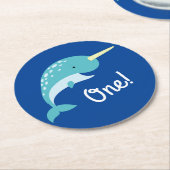 Birthday Party of Narwhals Ocean Kind Ronde Kartonnen Onderzetter (Gebogen)