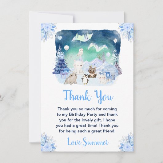 Birthday Party of Northern Lights Arcmals Bedankkaart (Voorkant)