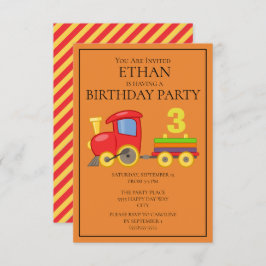 Birthday Party of Red Yellow Oranje Train Kaart