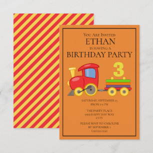 Birthday Party of Red Yellow Oranje Train Kaart