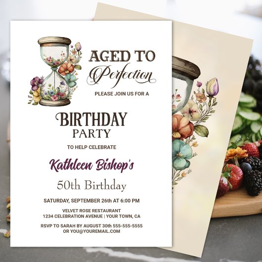 Birthday Party of Rustic Country Floral Hourglass Kaart
