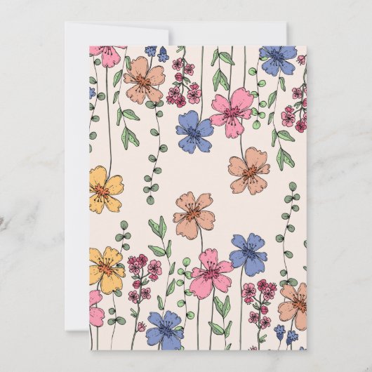 Birthday Party of Wildflower Invitations Kaart (Achterkant)