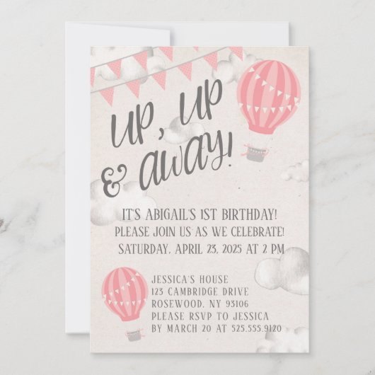 Birthday Party on up and Away Hot Air Kaart (Voorkant)