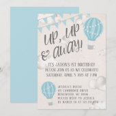 Birthday Party on up and Away Hot Air Kaart (Voorkant / Achterkant)