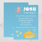 Birthday Party - Onderwaterthema met onderzeeër Kaart (Voorkant / Achterkant)