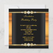 Birthday Party Oranje Gold Black Kaart (Achterkant)