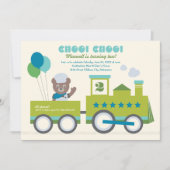 Birthday party over Choo Train Blauwgroen Beer Kaart (Voorkant)