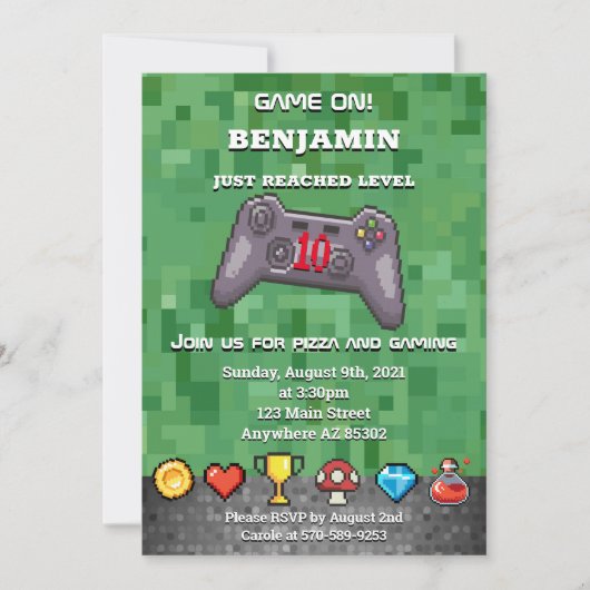 Birthday party over gamer in controller kaart (Voorkant)