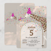 Birthday party over Giraffe die Safari Animals koo Kaart (Voorkant / Achterkant)