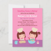 Birthday party over het koken van bakmeisjes kaart (Voorkant)