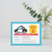 Birthday party over politieauto's kaart (Staand voorkant)