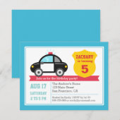 Birthday party over politieauto's kaart (Voorkant / Achterkant)