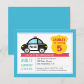 Birthday party over politieauto's kaart (Voorkant / Achterkant)