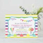 Birthday party over snoep Party Sweet Shop Kaart (Staand voorkant)