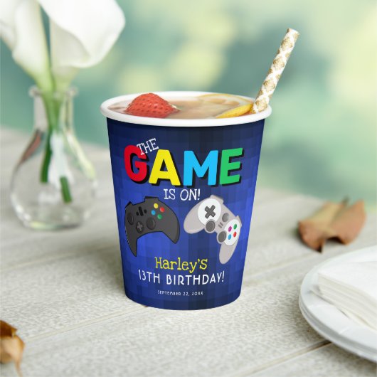 Birthday party over videogame van Cool Fun Papieren Bekers (Insitu)