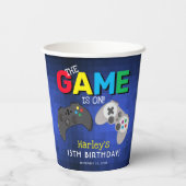 Birthday party over videogame van Cool Fun Papieren Bekers (Achterkant)