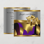 Birthday Party Paars Gold Silver Grey Abstract Kaart (Voorkant / Achterkant)