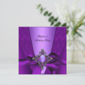 Birthday Party Paars Lila Silver Jewel Bow 2 Kaart (Staand voorkant)