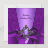 Birthday Party Paars Lila Silver Jewel Bow 2 Kaart (Voorkant)