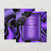 Birthday Party Paarse Abstracte Jewel Black Bow Kaart (Voorkant / Achterkant)