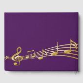 Birthday party paarse gold muzieknoten name gastenboek (Achterkant)