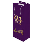 Birthday party paarse gold muzieknoten name wijn cadeautas (Achterkant Gekanteld)